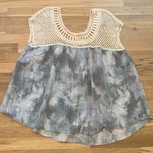 MYSTREE Short Sleeve Boho Oversized Knit Top Blouse Women’s M/L